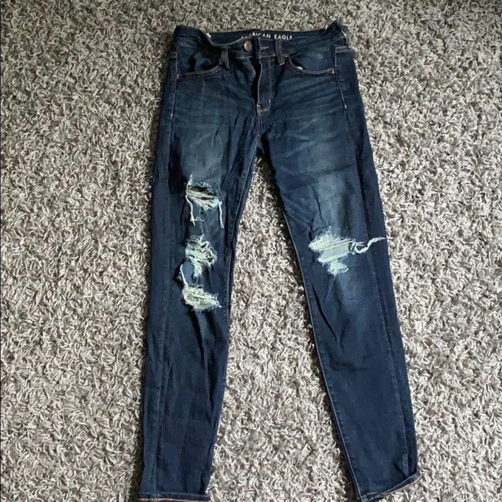Dark wash ripped jeans